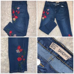 ✨Pink and Red Floral Patched Jeans✨